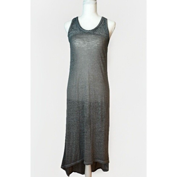 Athleta Dresses & Skirts - Athleta Sunrise Sheer Burnout Midi Dress Gray Racerback High Low Size S